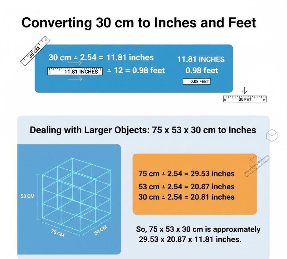 Converting 30 cm to Inches and Feet
