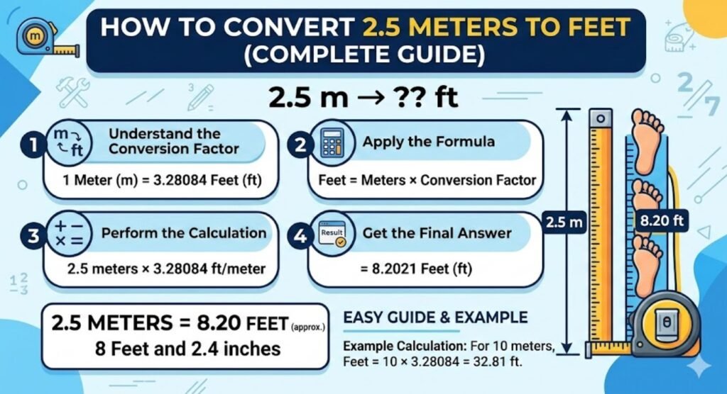How to Convert 2.5 Meters to Feet