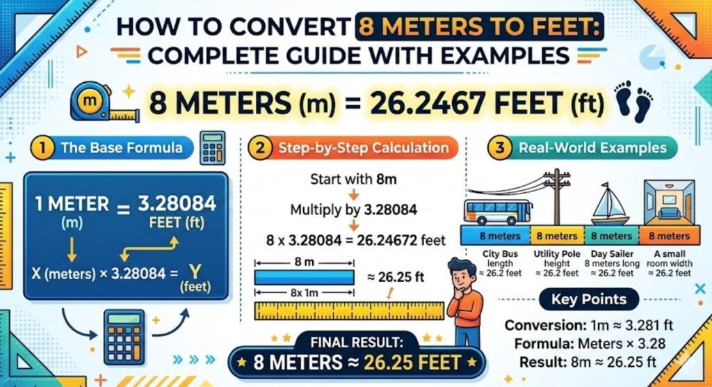 How to Convert 8 Meters to Feet